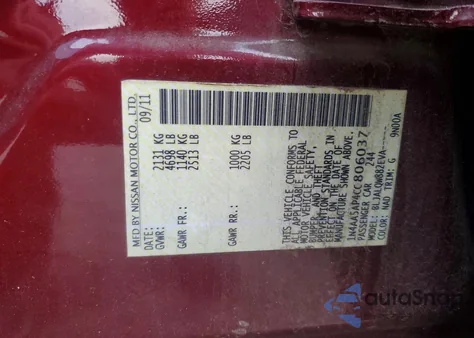 2012 Nissan Maxima S z USA, uszkodzony, nr VIN 1N4AA5AP4CC806037